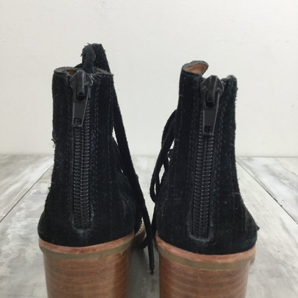 Jeffrey Campbell Lace-Up Open Toe Black Leather Booties 6.5 - Picture 8 of 13